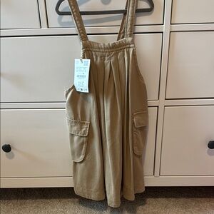 Tan Skirtall/overall dress/pinafore  with Pockets